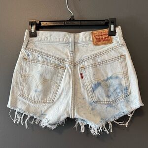 Levi's Distressed Light Blue Denim Shorts